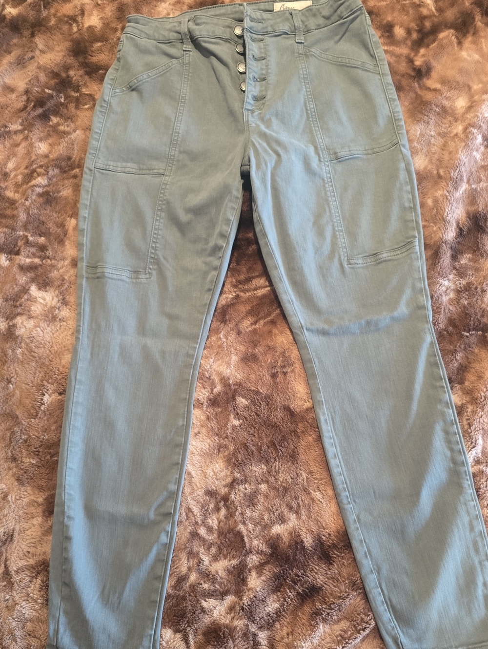 Slim Button-Fly Olive Green Skinny Jeans